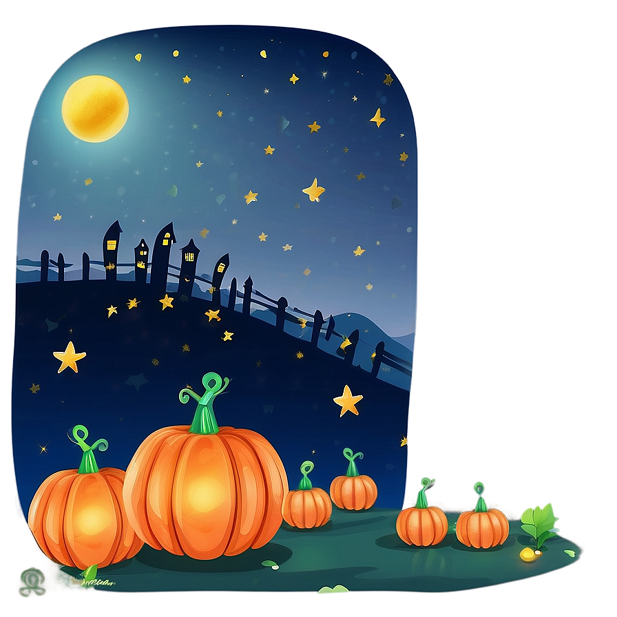 Pumpkin Patch Under Starry Sky Png 20 PNG image