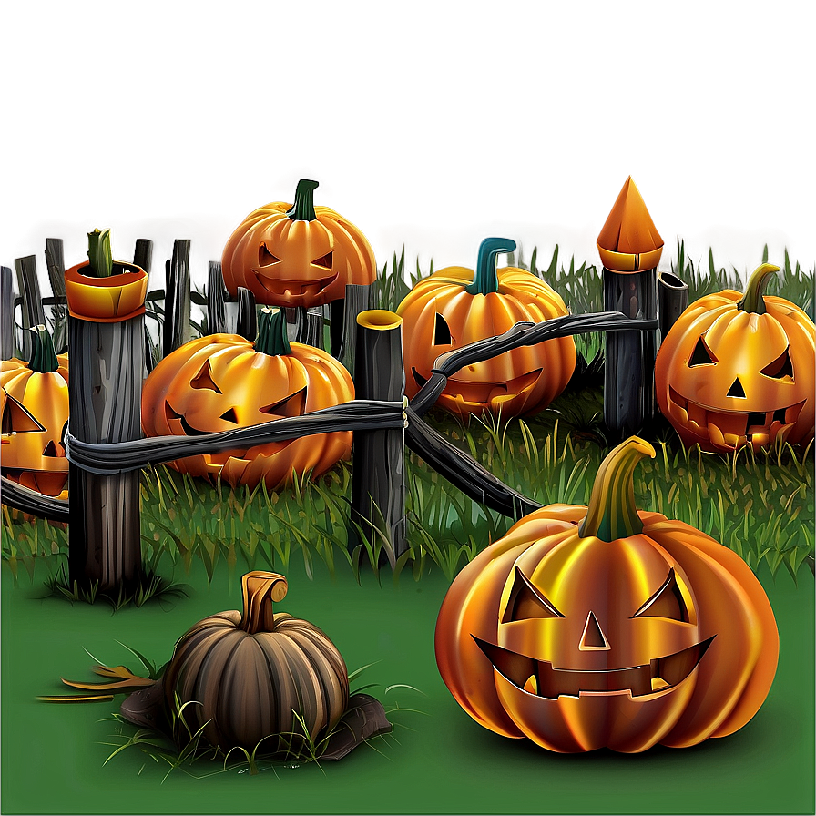 Pumpkin Patch With Halloween Decor Png 06122024 PNG image