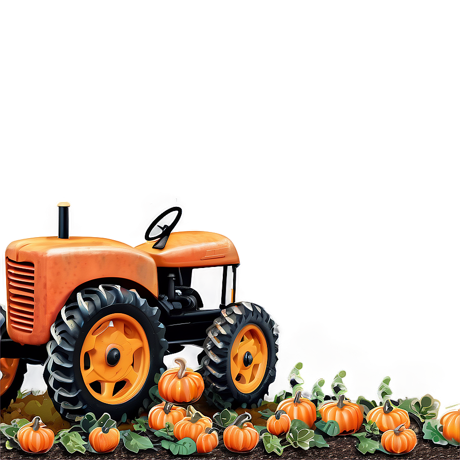 Pumpkin Patch With Vintage Tractor Png 06122024 PNG image