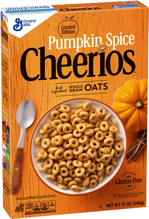 Pumpkin Spice Cheerios Cereal Box PNG image