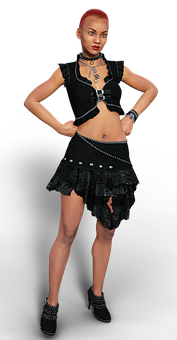 Punk Fashion Model Pose PNG image