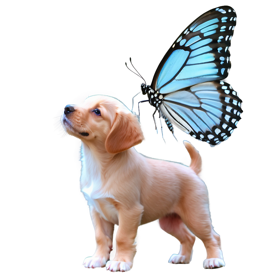 Puppy And Butterfly Png 05062024 PNG image