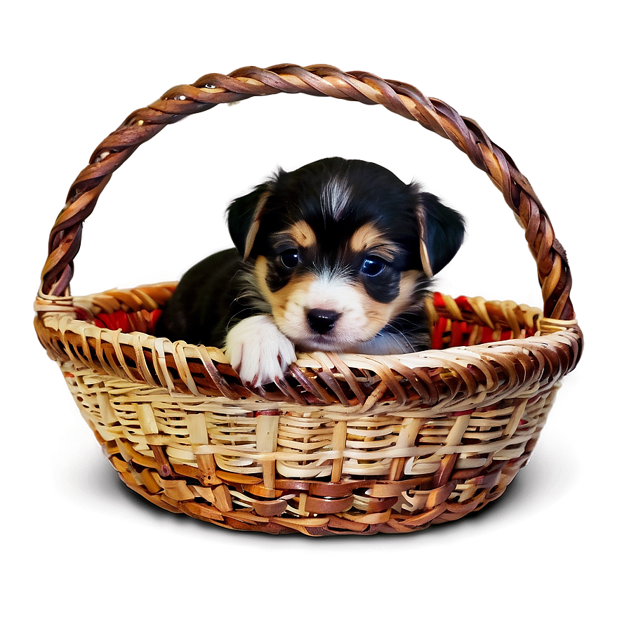 Puppy In Basket Png 5 PNG image