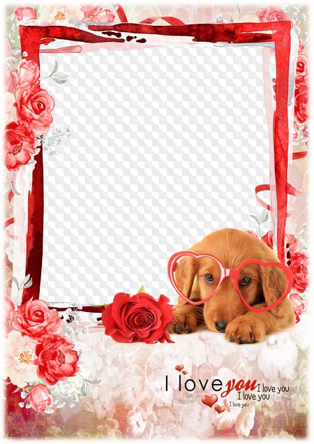 Puppy Love Photo Frame Template PNG image