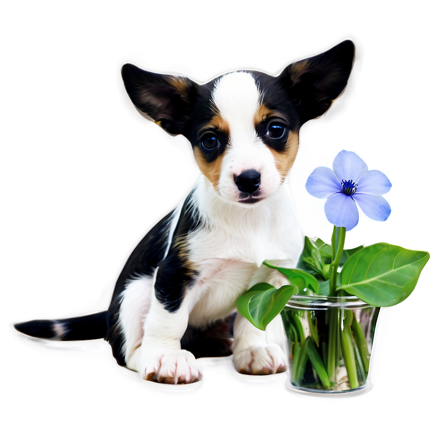 Puppy With Flowers Png Kuc PNG image