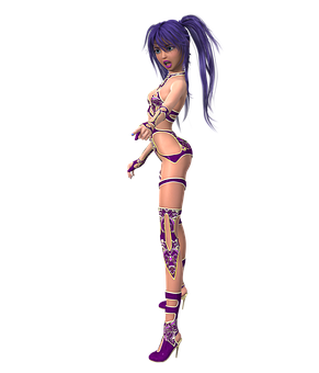 Purple Anime Warrior Woman PNG image