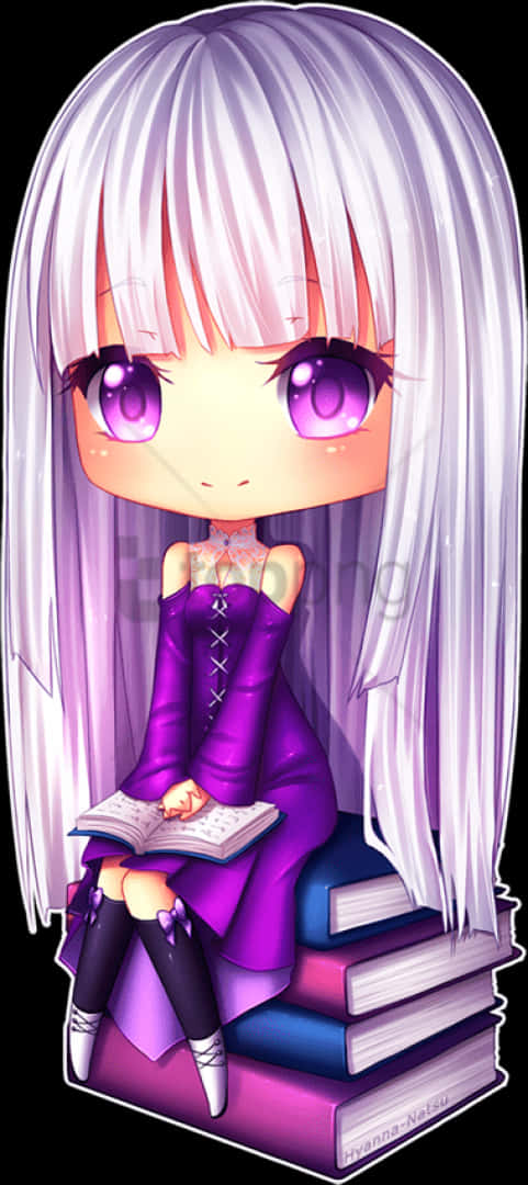 Purple_ Bookworm_ Anime_ Girl PNG image