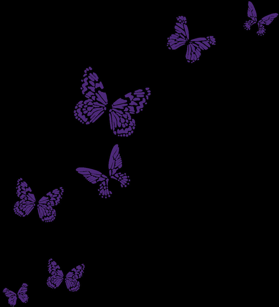 Purple Butterflies Black Background PNG image