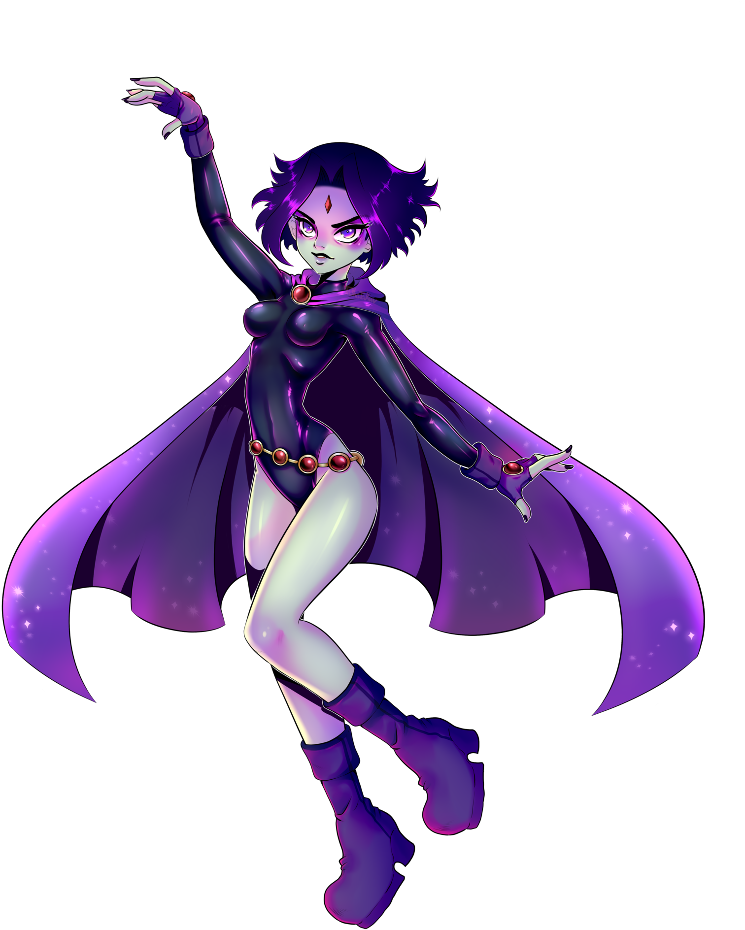 Purple Caped Anime Character PNG image