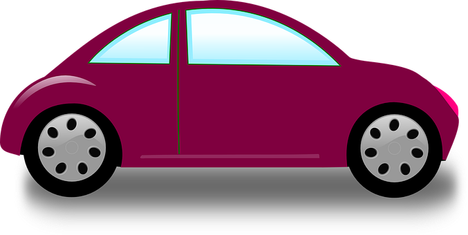 Purple Car Side View Vector PNG image