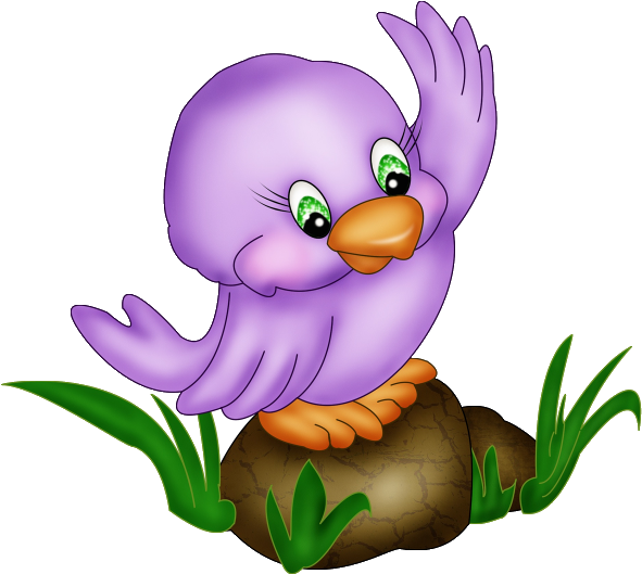 Purple Cartoon Bird Waving PNG image