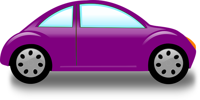 Purple Cartoon Car Side View PNG image