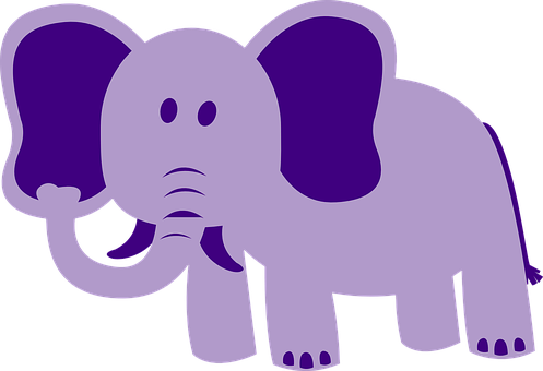 Purple Cartoon Elephant PNG image