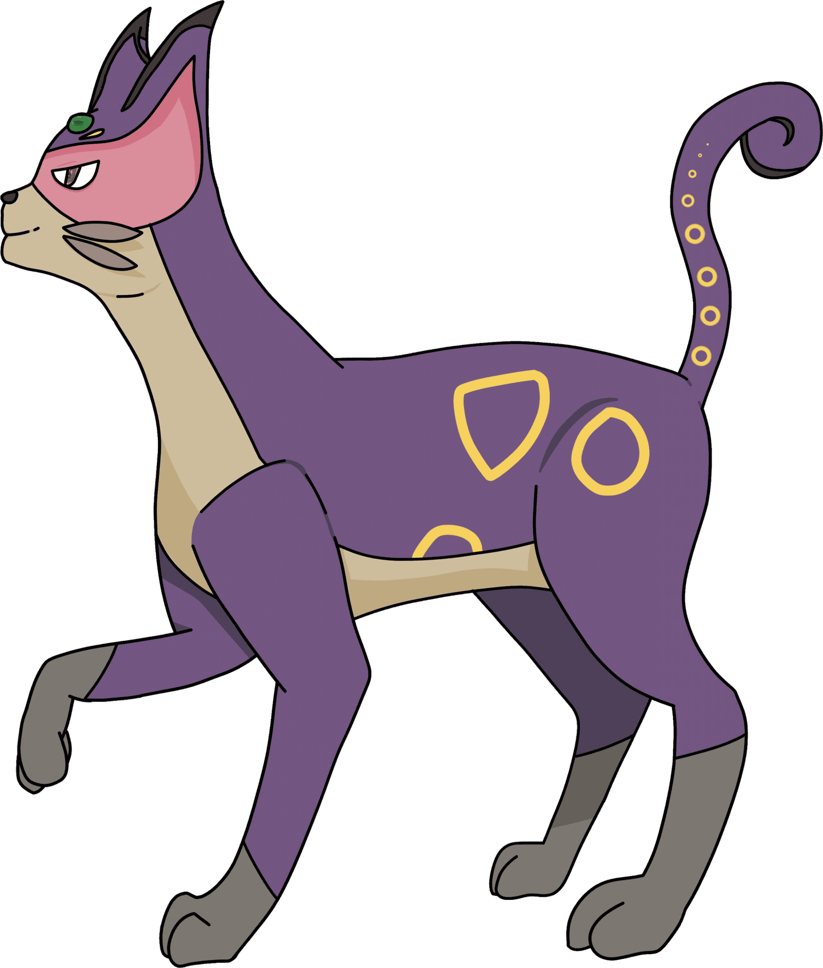 Purple Cat Creature Illustration PNG image