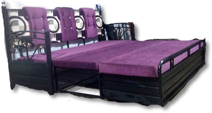 Purple Convertible Sofa Bed With Storage PNG image