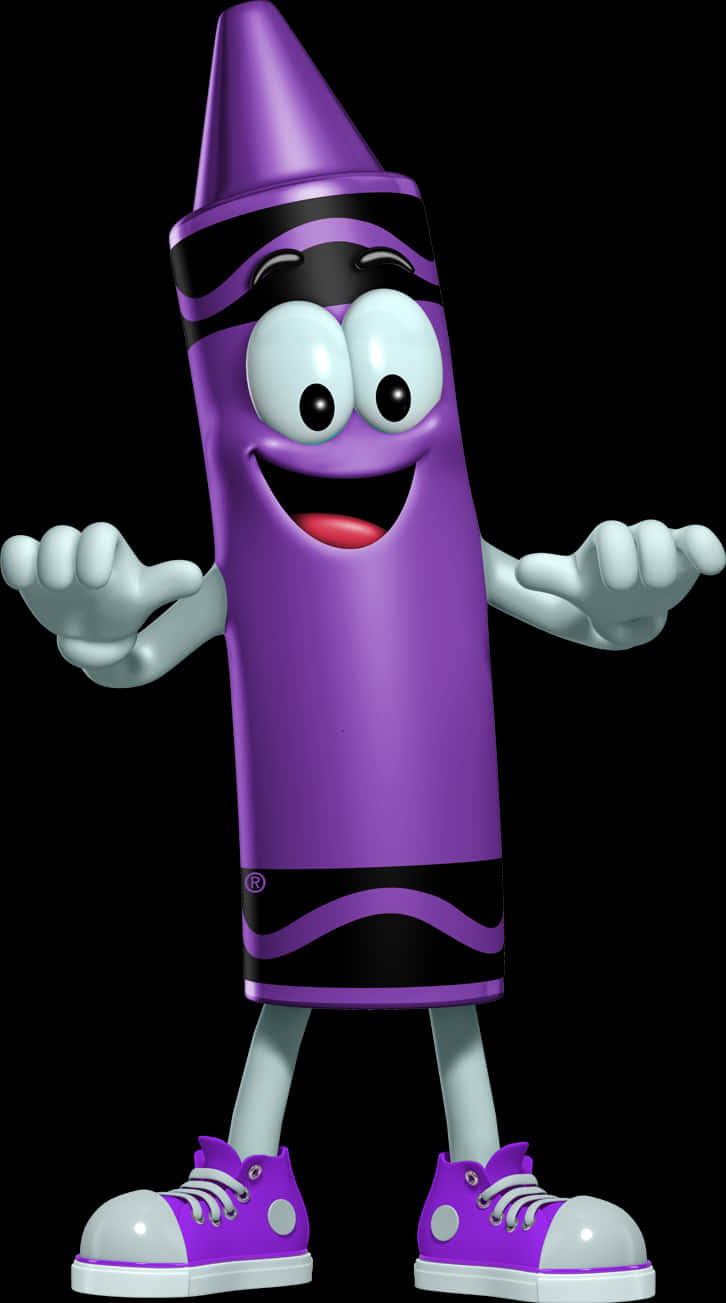 Purple Crayon Character Smiling PNG image