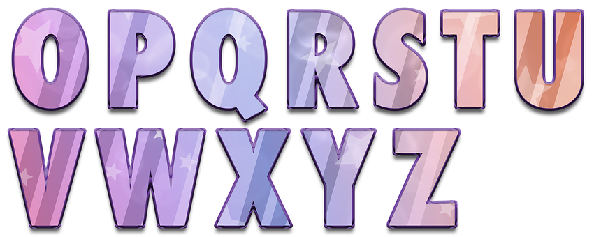 Purple Crystal Alphabet Letters O Pto Z Z PNG image