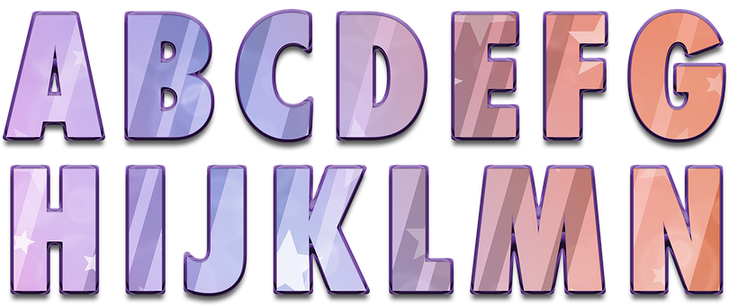 Purple Crystal Alphabet Letters PNG image