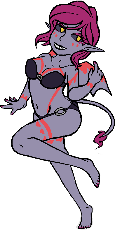 Purple Demon Girl Illustration PNG image