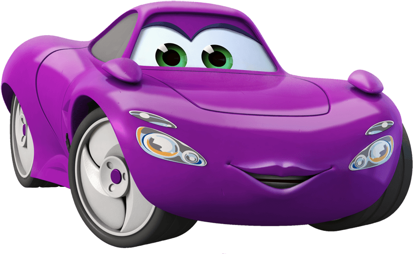 Purple Disney Car Character Smiling PNG image