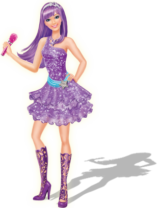 Purple Dress Animated Princess With Microphone PNG image