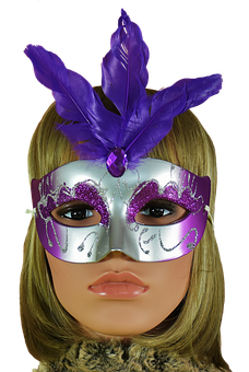 Purple Feathered Masquerade Mask PNG image