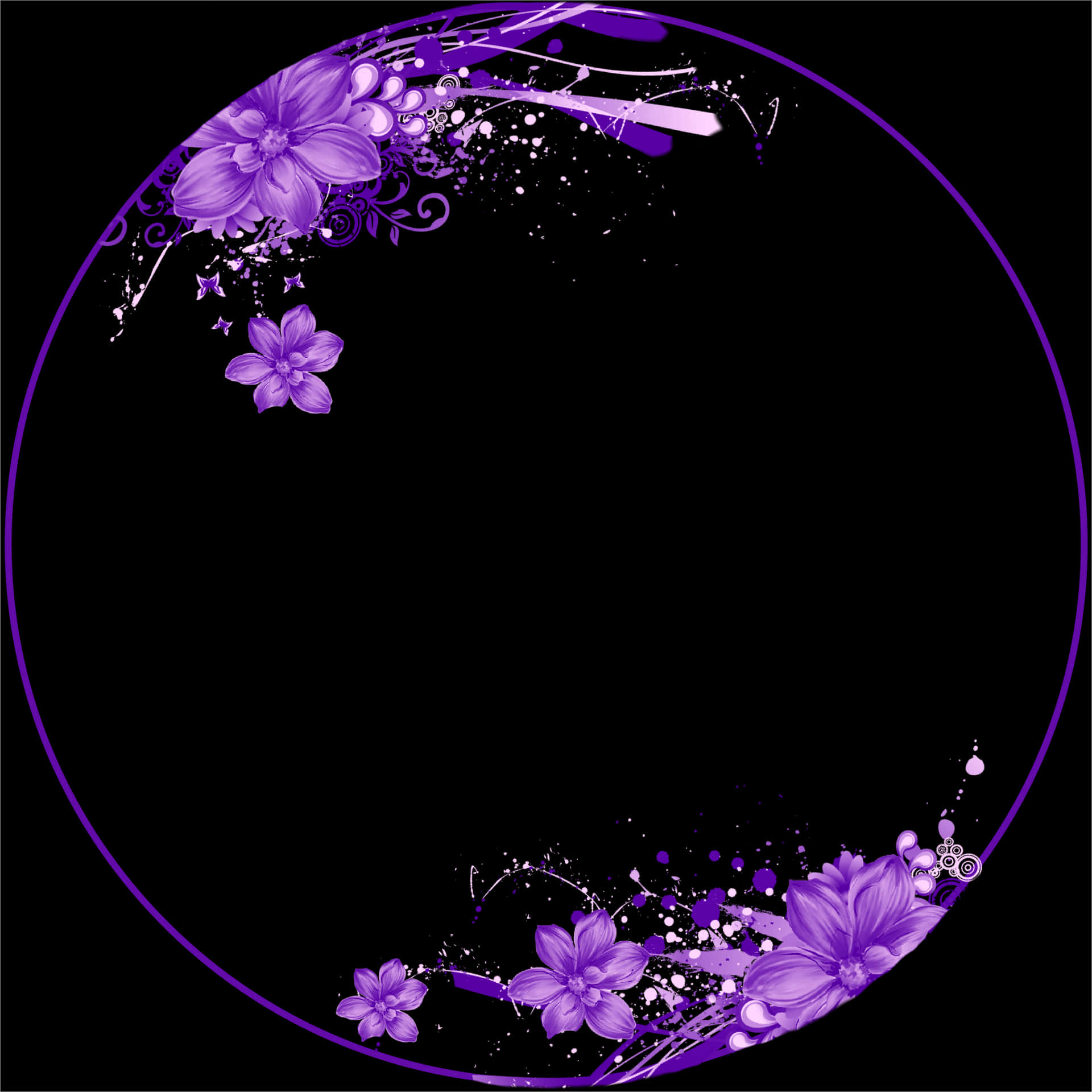 Purple Floral Decorative Circle Frame PNG image