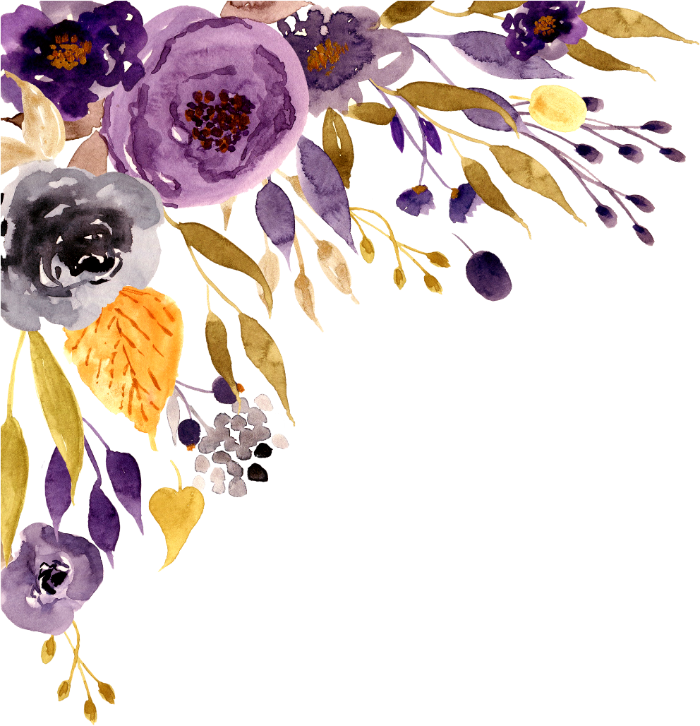 Purple_ Floral_ Watercolor_ Border PNG image