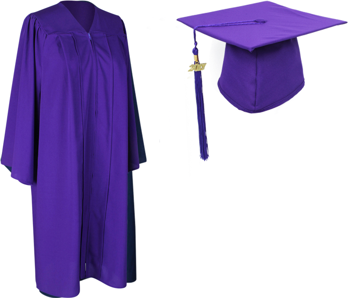 Purple Graduation Capand Gown PNG image