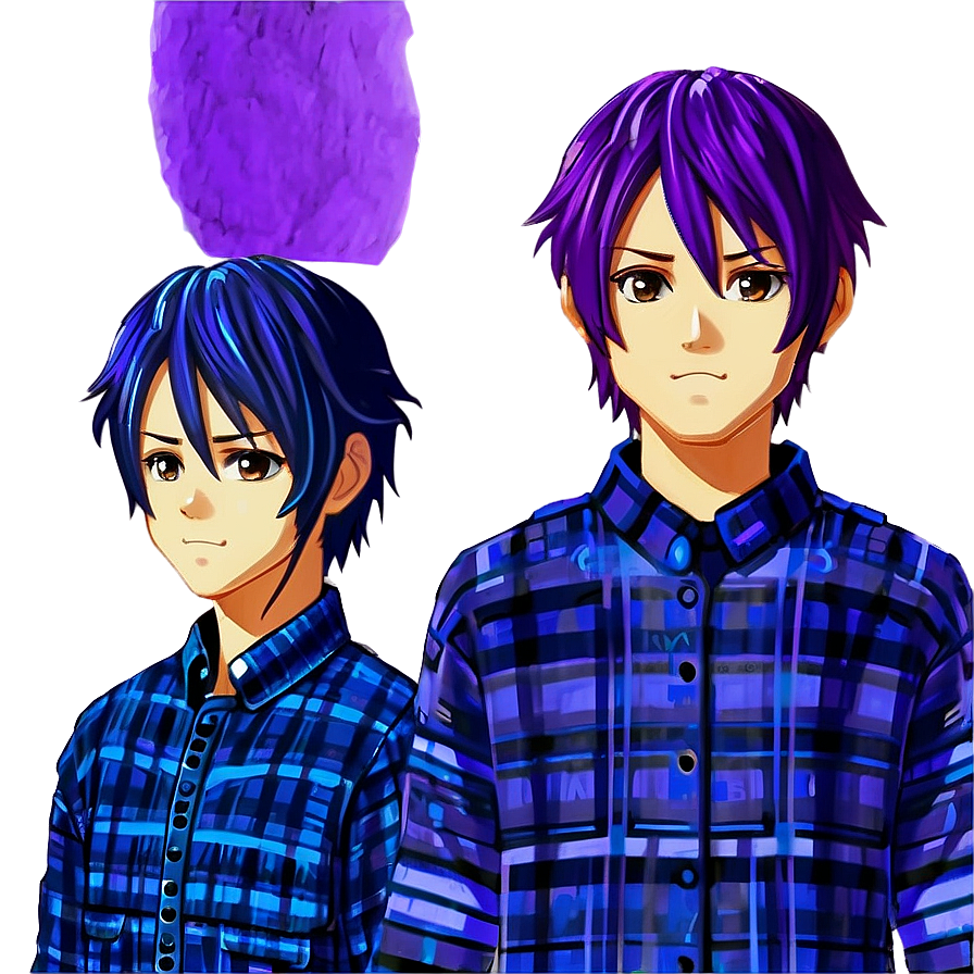 Purple Hair Anime Boy Png Qwo PNG image