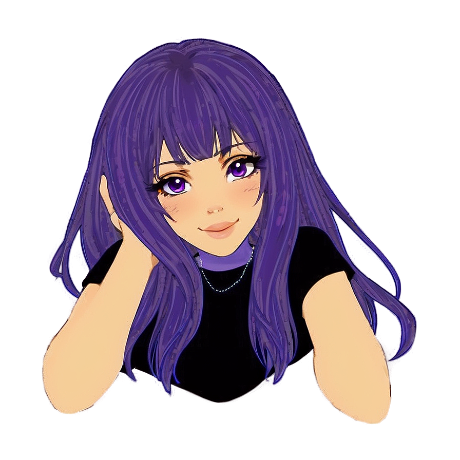 Purple Hair Kawaii Character Png 06272024 PNG image