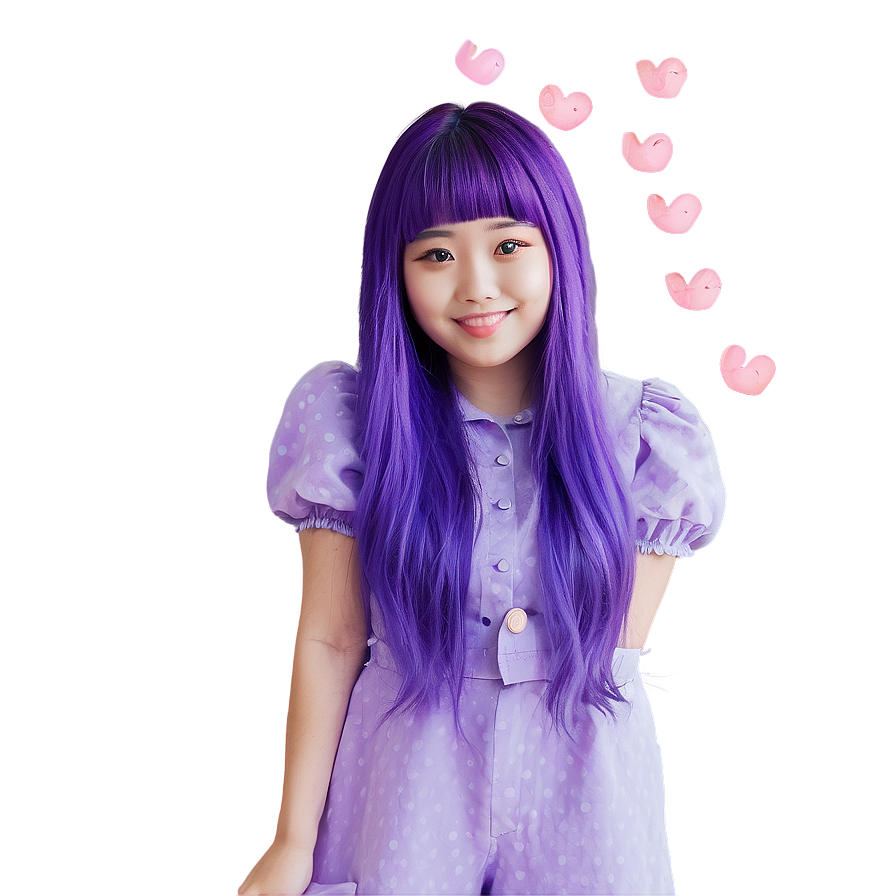 Purple Hair Kawaii Character Png Amg PNG image