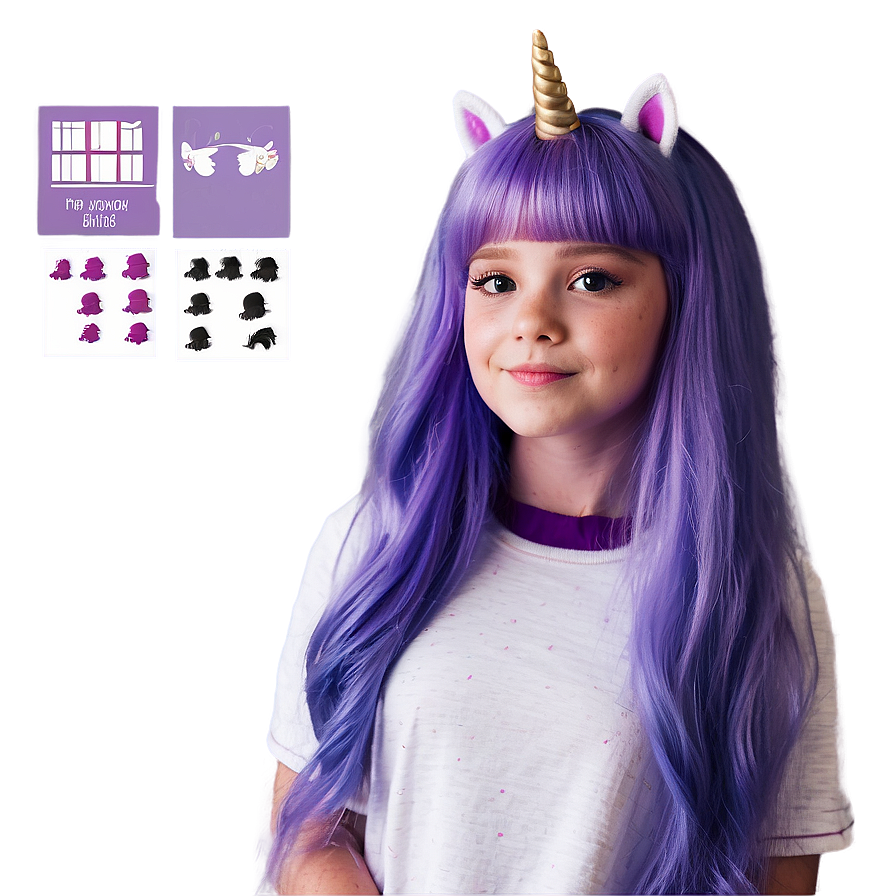 Purple Hair Unicorn Princess Png Hty PNG image