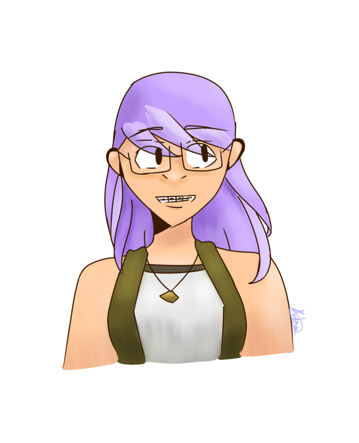 Purple Haired Anime Style Avatar PNG image