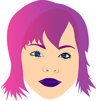 Purple Haired Female Vector Portrait PNG image