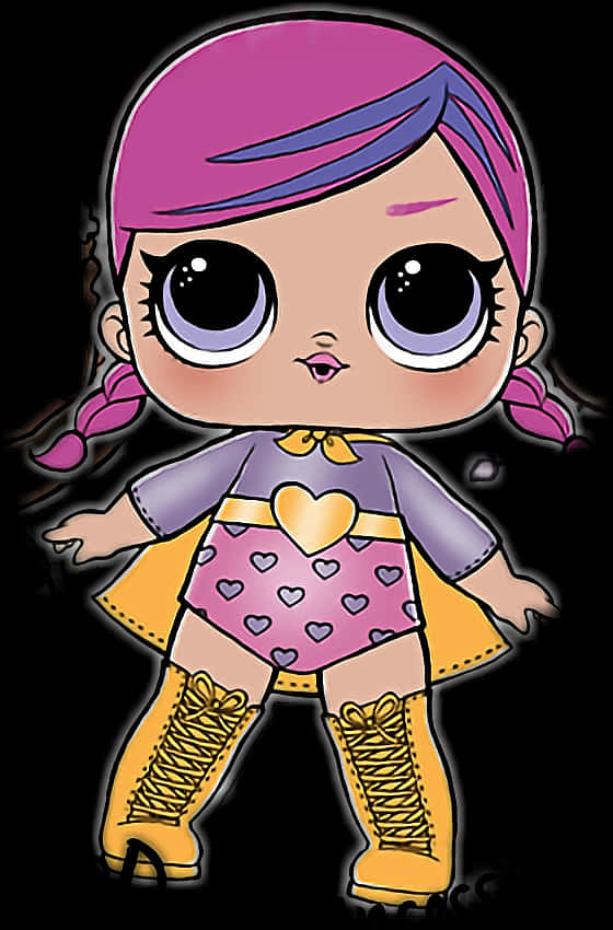 Purple Haired L O L Doll Illustration PNG image