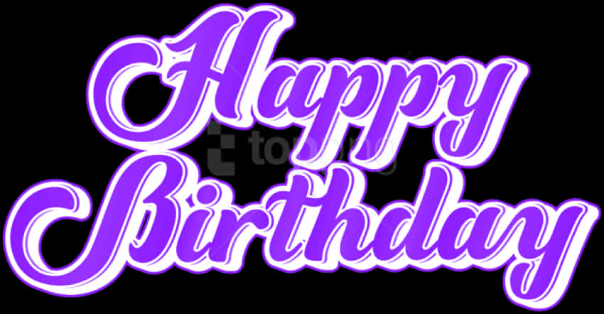 Purple Happy Birthday Text PNG image