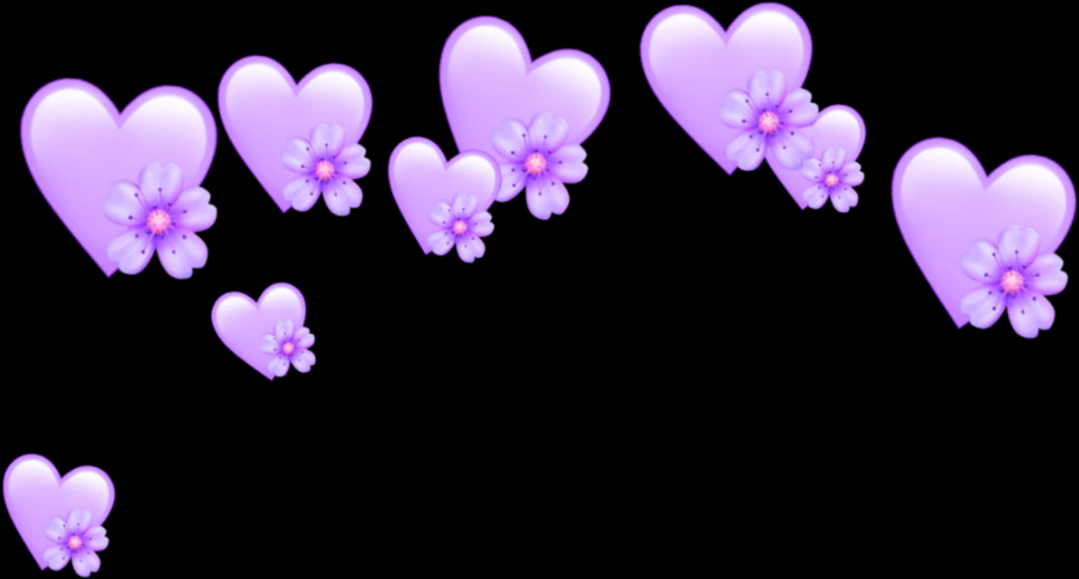 Purple Heart Emojiswith Flowers PNG image