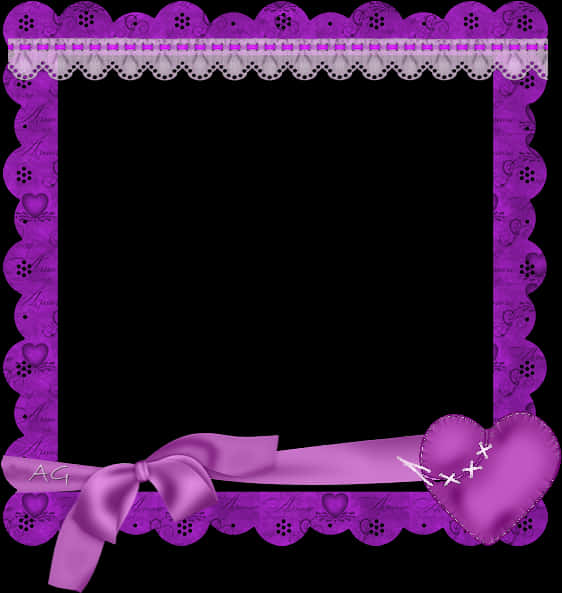 Purple Heart Framewith Bow PNG image