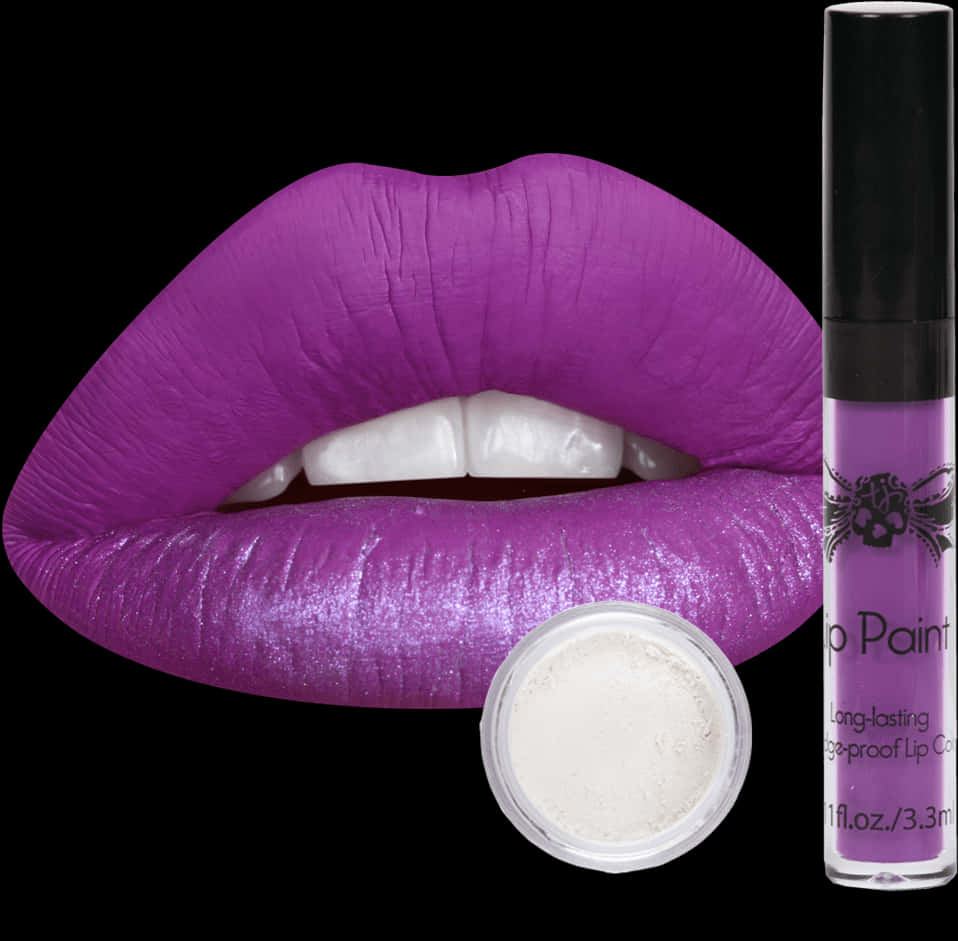 Purple Lipstickand Glitter Product Showcase PNG image