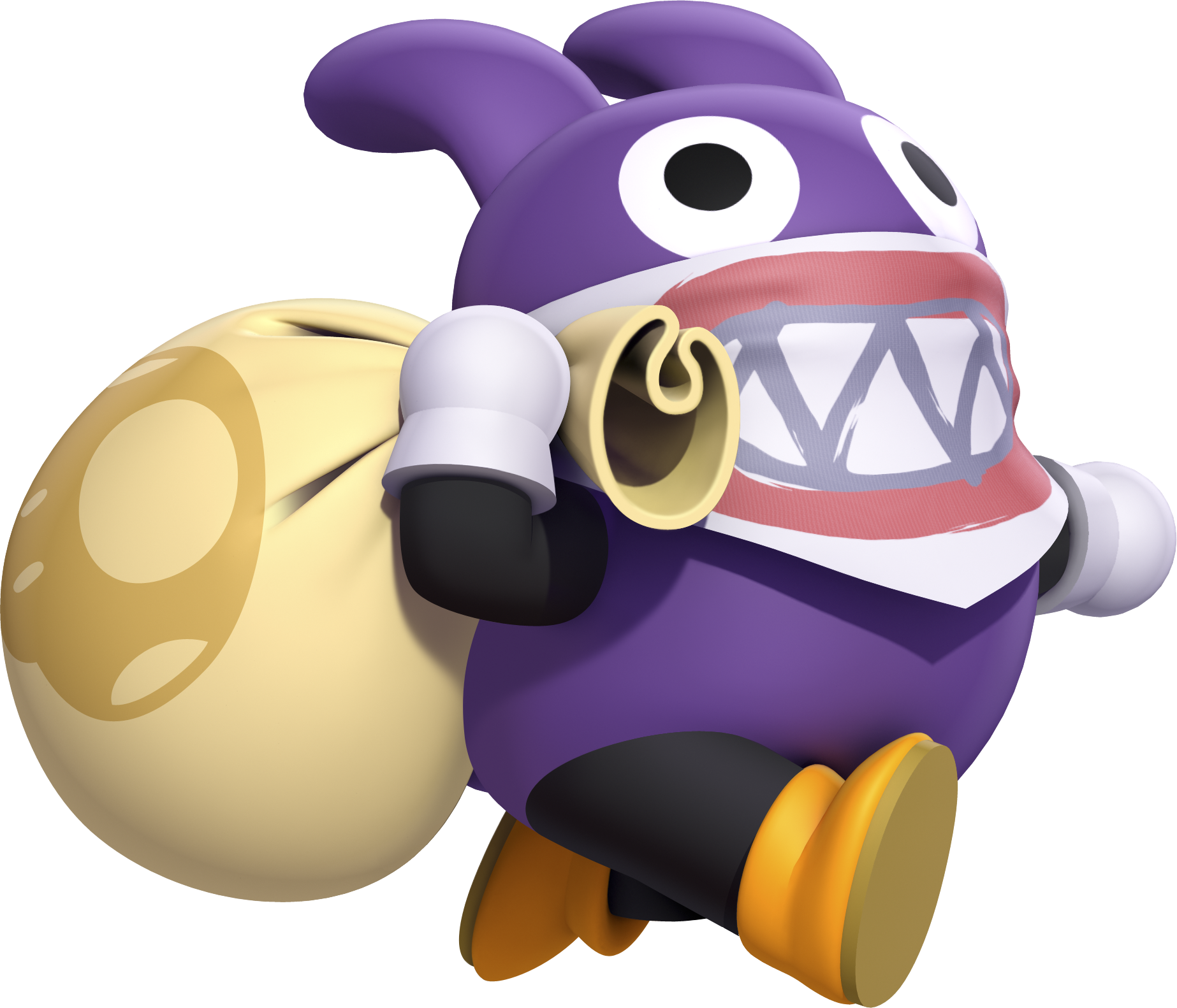 Purple_ Mascot_ With_ Golden_ Bell PNG image