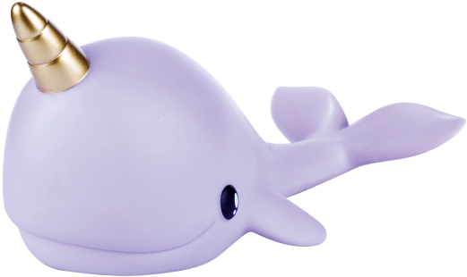Purple Narwhal Toy Figure PNG image