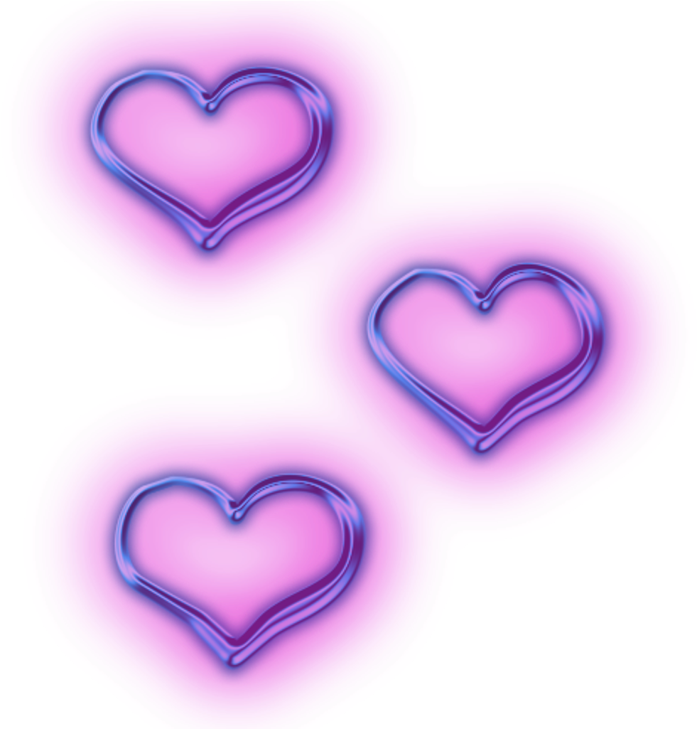 Purple Neon Heart Triptych PNG image