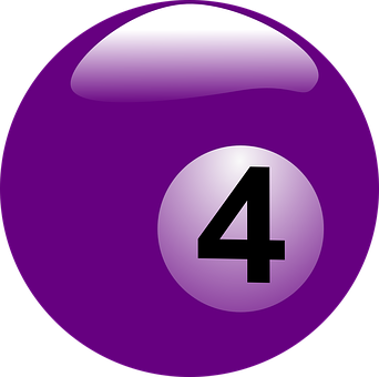 Purple Number4 Billiard Ball PNG image