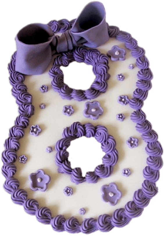 Purple Number8 Cake Design PNG image