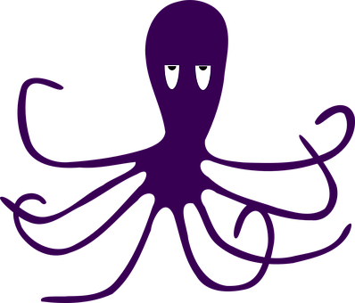 Purple Octopus Cartoon Illustration PNG image