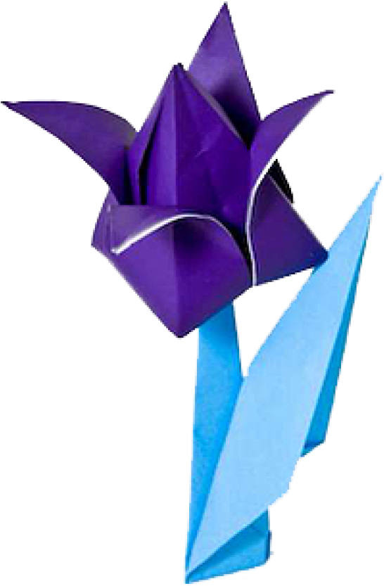 Purple Origami Floweron Blue Stem PNG image