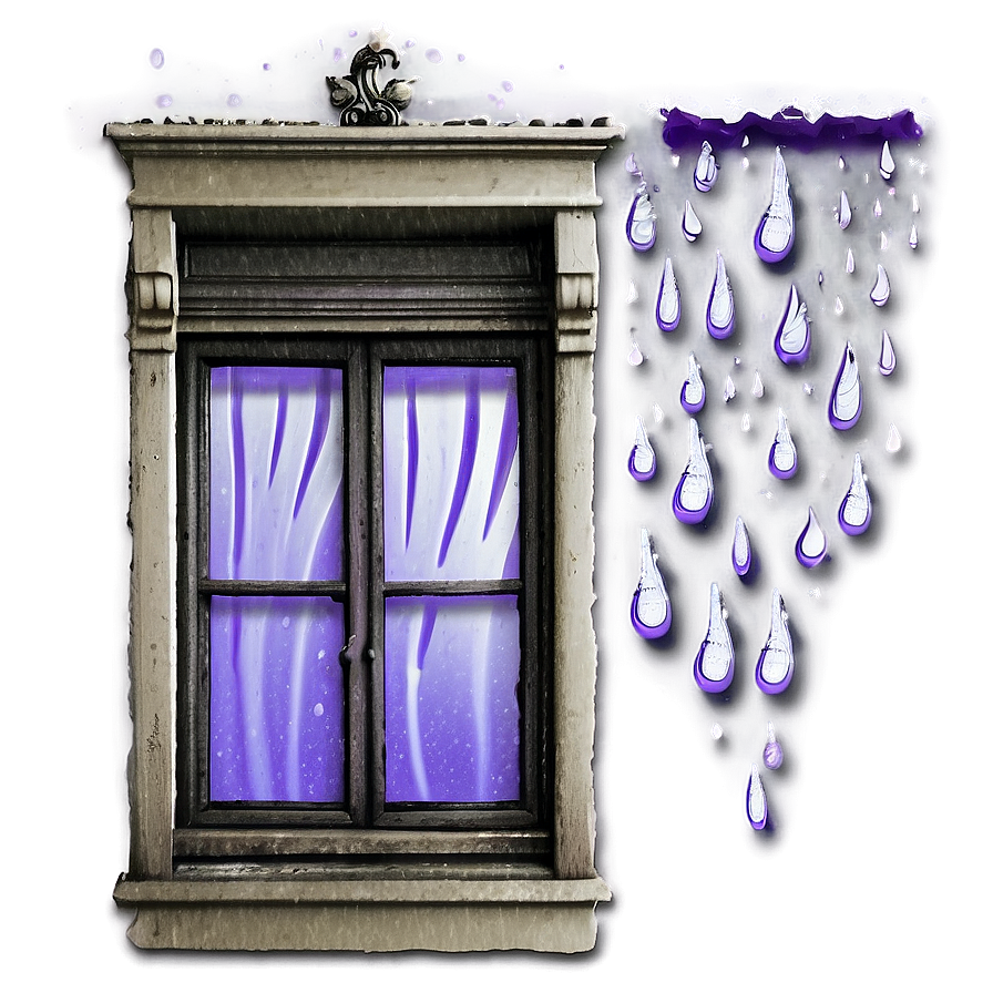 Purple Rain On Window Pane Png 06252024 PNG image