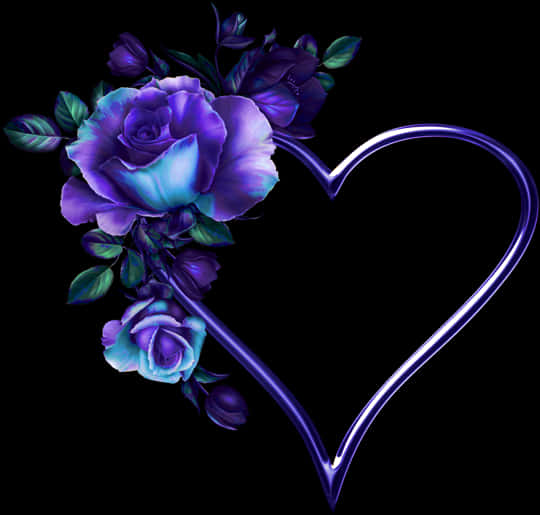 Purple Rose Heart Tattoo Design PNG image