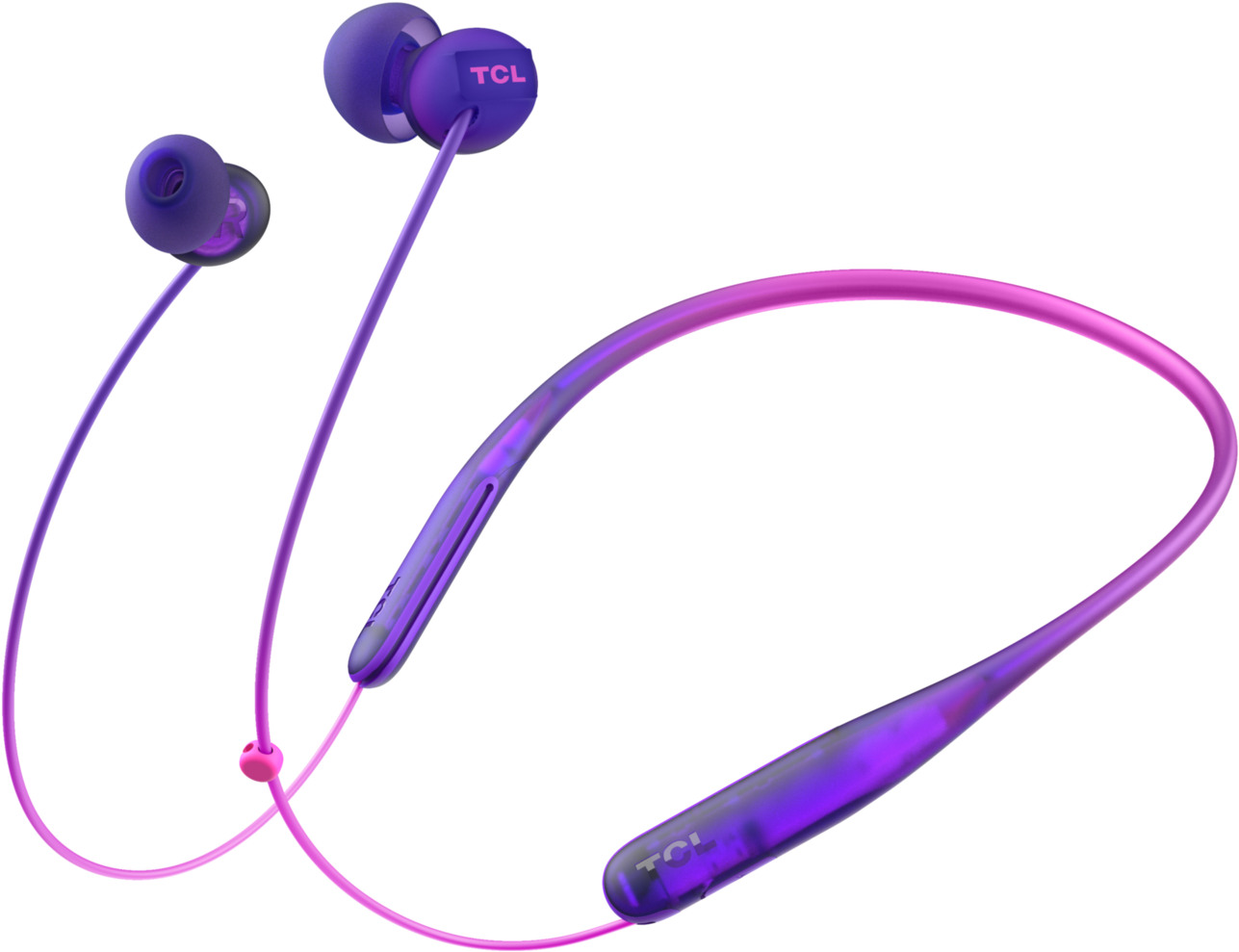 Purple Wireless Earphones T C L Brand PNG image